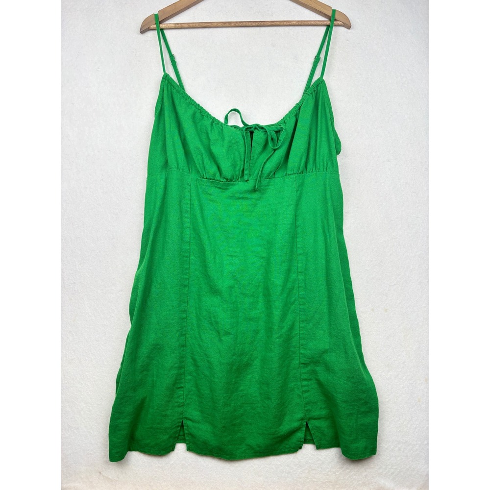 Wild Fable Linen Blend Mini Dress Womens XL Tie Front Smocked